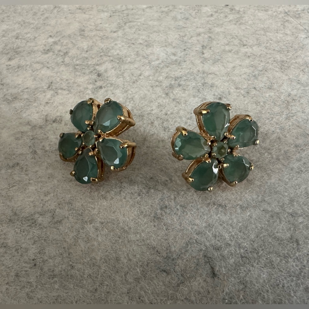 Kate Spade Green and Gold Floral Earrings